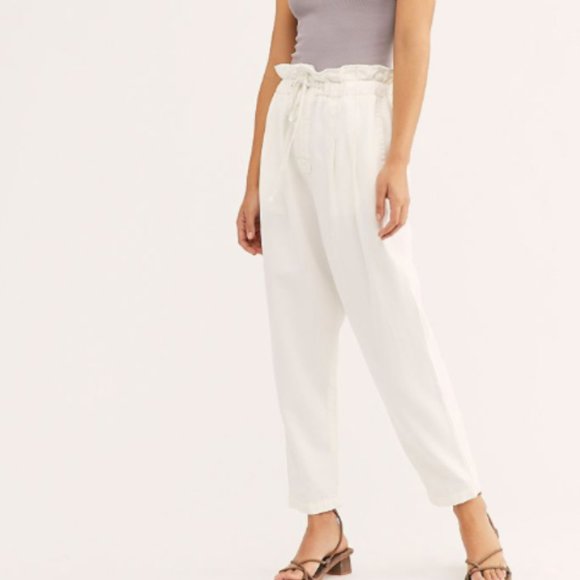 Free People Margate Pleated Trousers White Med Lg - Picture 2 of 9